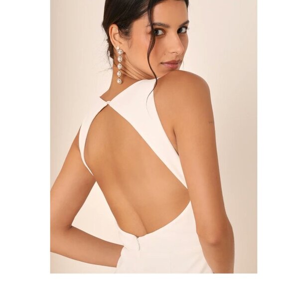 Lulu's Everlasting Promise White Notched Backless Mermaid Maxi Dress Medium NWOT - Picture 5 of 10